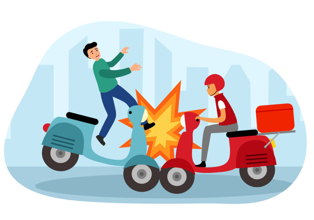 Motorcycle crash depiction, symbolizing unforeseen accidents that lead to accidental death claims
